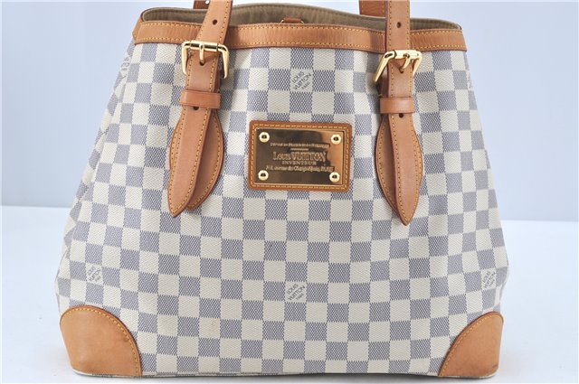 Auth Louis Vuitton Damier Azur Hampstead MM Shoulder Tote Bag N51206 LV J1833