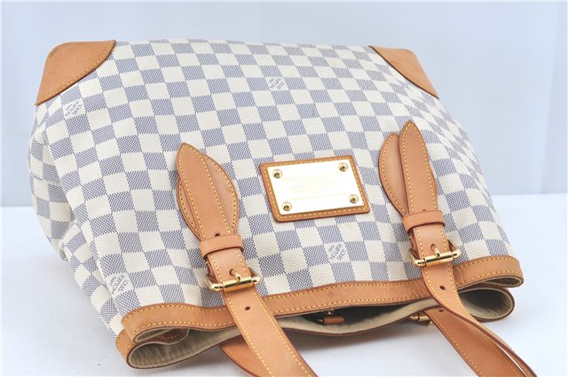 Auth Louis Vuitton Damier Azur Hampstead MM Shoulder Tote Bag N51206 LV J1833