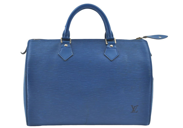 Authentic Louis Vuitton Epi Speedy 30 Hand Boston Bag Blue M43005 LV J1834