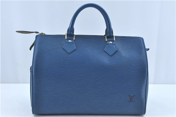 Authentic Louis Vuitton Epi Speedy 30 Hand Boston Bag Blue M43005 LV J1834