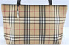 Authentic BURBERRY Vintage Nova Check Tote Shoulder Bag PVC Leather Beige J1838