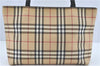 Authentic BURBERRY Vintage Nova Check Tote Shoulder Bag PVC Leather Beige J1838