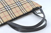 Authentic BURBERRY Vintage Nova Check Tote Shoulder Bag PVC Leather Beige J1838
