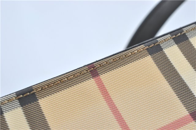Authentic BURBERRY Vintage Nova Check Tote Shoulder Bag PVC Leather Beige J1838