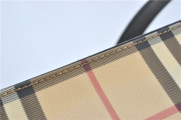 Authentic BURBERRY Vintage Nova Check Tote Shoulder Bag PVC Leather Beige J1838