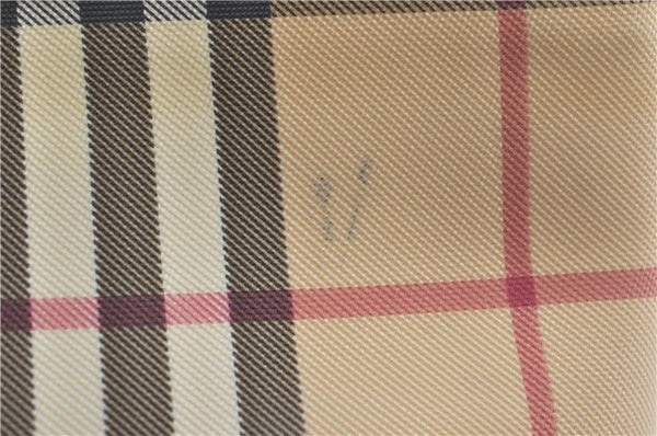Authentic BURBERRY Vintage Nova Check Tote Shoulder Bag PVC Leather Beige J1838