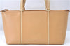 Authentic BURBERRY Vintage Leather Hand Bag Purse Beige J1846
