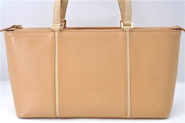 Authentic BURBERRY Vintage Leather Hand Bag Purse Beige J1846
