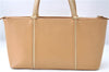 Authentic BURBERRY Vintage Leather Hand Bag Purse Beige J1846