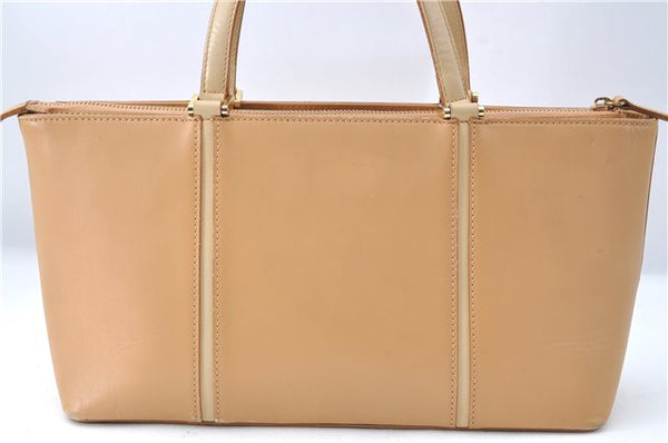 Authentic BURBERRY Vintage Leather Hand Bag Purse Beige J1846