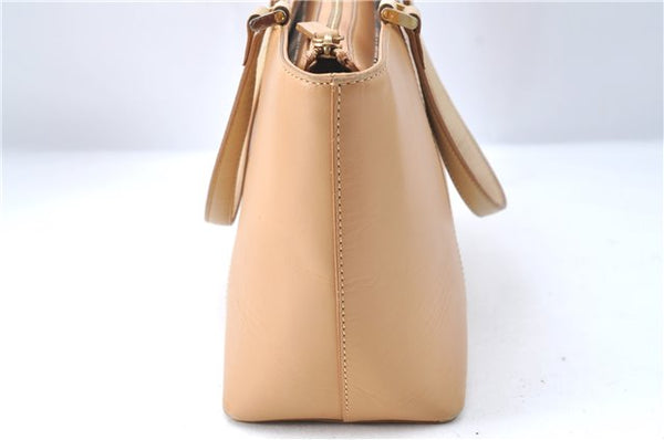 Authentic BURBERRY Vintage Leather Hand Bag Purse Beige J1846