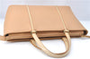 Authentic BURBERRY Vintage Leather Hand Bag Purse Beige J1846