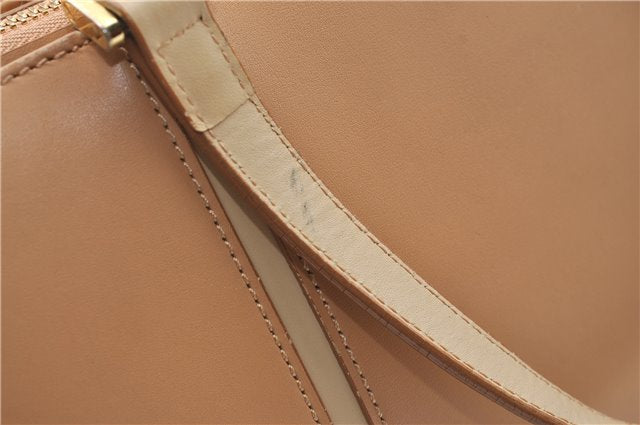 Authentic BURBERRY Vintage Leather Hand Bag Purse Beige J1846
