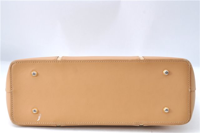 Authentic BURBERRY Vintage Leather Hand Bag Purse Beige J1846