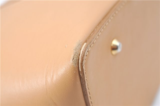 Authentic BURBERRY Vintage Leather Hand Bag Purse Beige J1846