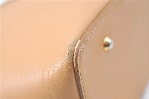 Authentic BURBERRY Vintage Leather Hand Bag Purse Beige J1846