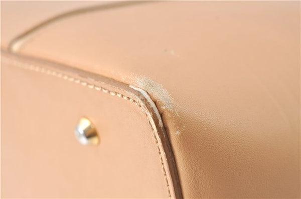 Authentic BURBERRY Vintage Leather Hand Bag Purse Beige J1846