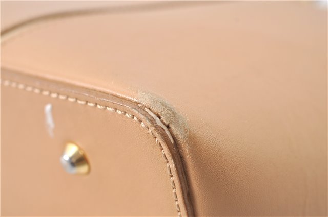 Authentic BURBERRY Vintage Leather Hand Bag Purse Beige J1846