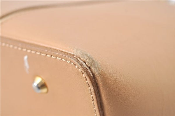Authentic BURBERRY Vintage Leather Hand Bag Purse Beige J1846