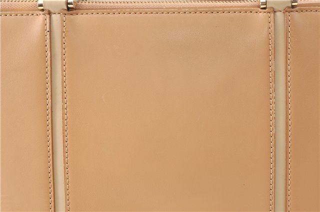 Authentic BURBERRY Vintage Leather Hand Bag Purse Beige J1846