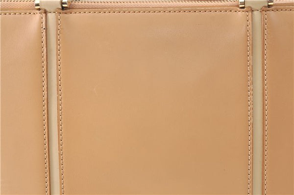 Authentic BURBERRY Vintage Leather Hand Bag Purse Beige J1846