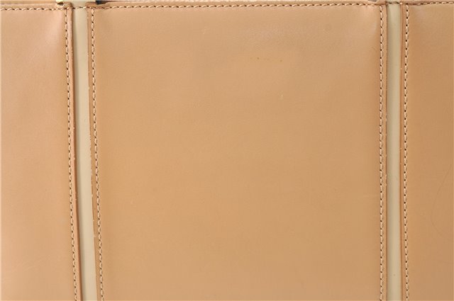 Authentic BURBERRY Vintage Leather Hand Bag Purse Beige J1846