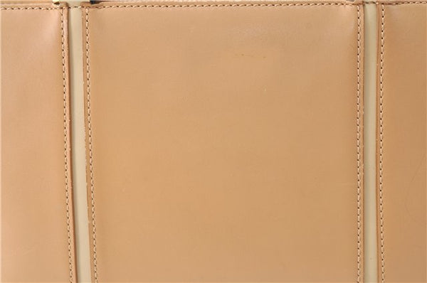 Authentic BURBERRY Vintage Leather Hand Bag Purse Beige J1846