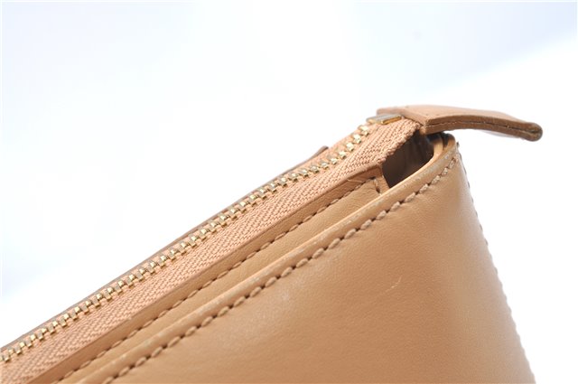 Authentic BURBERRY Vintage Leather Hand Bag Purse Beige J1846