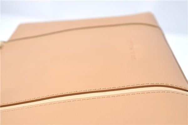 Authentic BURBERRY Vintage Leather Hand Bag Purse Beige J1846