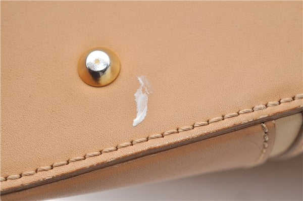 Authentic BURBERRY Vintage Leather Hand Bag Purse Beige J1846