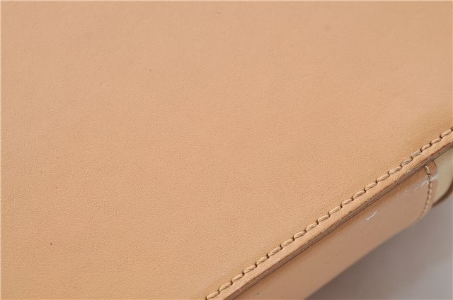 Authentic BURBERRY Vintage Leather Hand Bag Purse Beige J1846