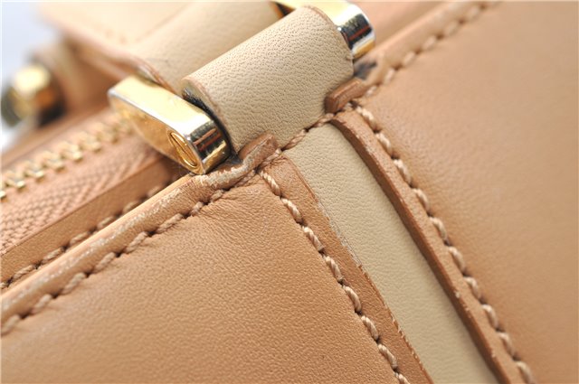 Authentic BURBERRY Vintage Leather Hand Bag Purse Beige J1846