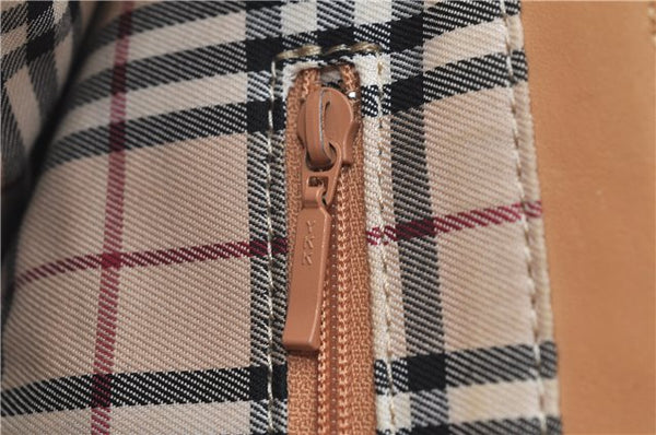 Authentic BURBERRY Vintage Leather Hand Bag Purse Beige J1846