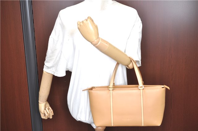 Authentic BURBERRY Vintage Leather Hand Bag Purse Beige J1846