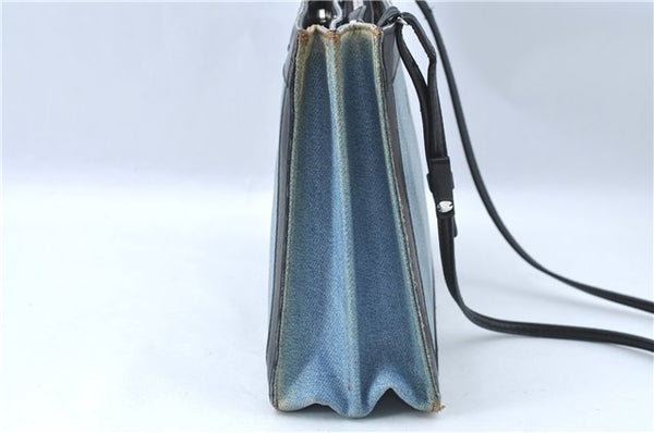 Auth BALENCIAGA Vintage Shoulder Cross Body Bag Purse Denim Leather Blue J1848