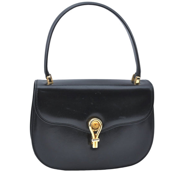 Authentic GUCCI Hand Bag Purse Leather Black J1850
