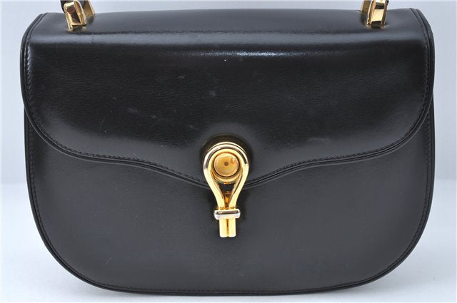 Authentic GUCCI Hand Bag Purse Leather Black J1850