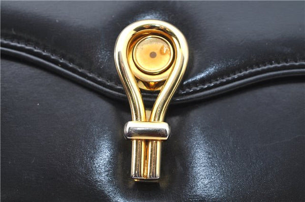 Authentic GUCCI Hand Bag Purse Leather Black J1850