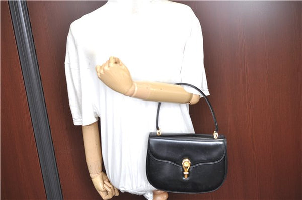Authentic GUCCI Hand Bag Purse Leather Black J1850