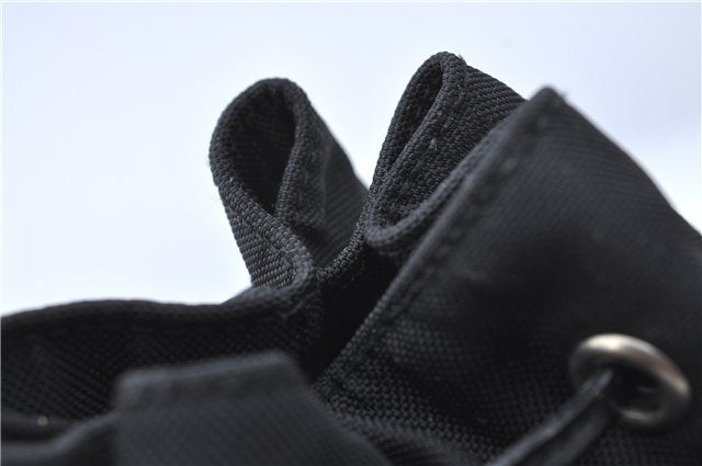 Authentic GUCCI Drawstring Pouch Purse Nylon Enamel 0390973 Black J1854