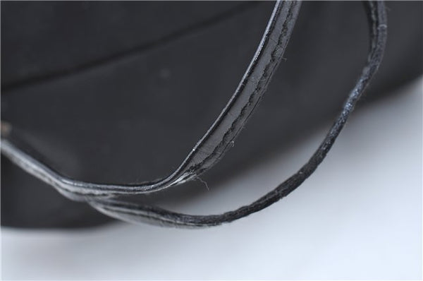 Authentic GUCCI Drawstring Pouch Purse Nylon Enamel 0390973 Black J1854