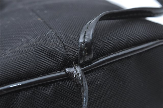 Authentic GUCCI Drawstring Pouch Purse Nylon Enamel 0390973 Black J1854