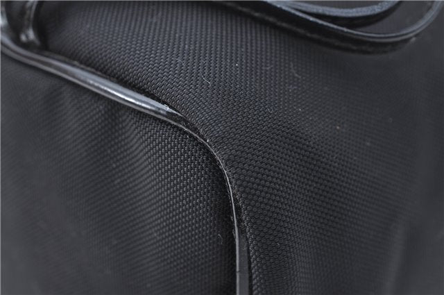 Authentic GUCCI Drawstring Pouch Purse Nylon Enamel 0390973 Black J1854