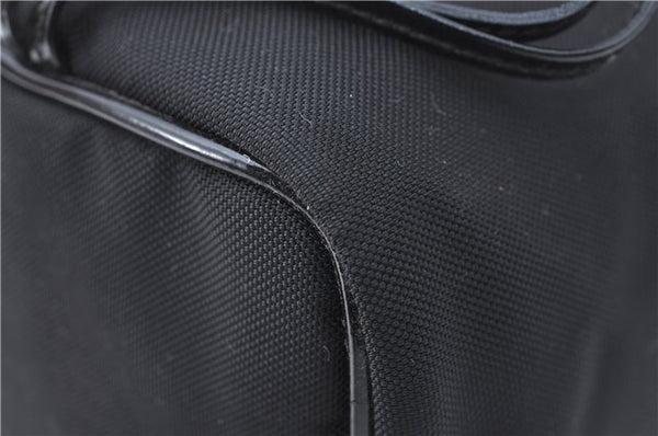 Authentic GUCCI Drawstring Pouch Purse Nylon Enamel 0390973 Black J1854