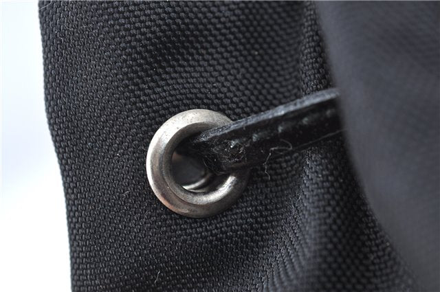 Authentic GUCCI Drawstring Pouch Purse Nylon Enamel 0390973 Black J1854