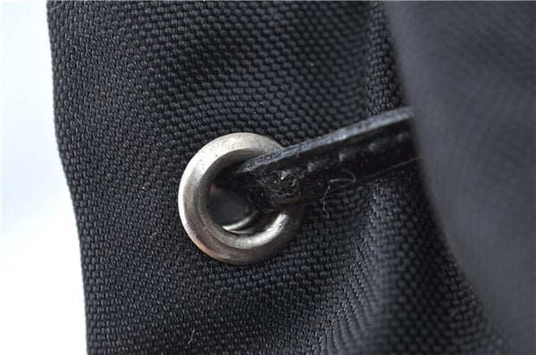 Authentic GUCCI Drawstring Pouch Purse Nylon Enamel 0390973 Black J1854