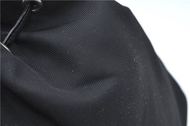 Authentic GUCCI Drawstring Pouch Purse Nylon Enamel 0390973 Black J1854