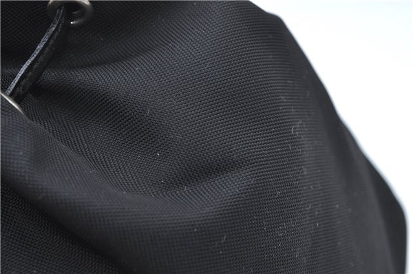 Authentic GUCCI Drawstring Pouch Purse Nylon Enamel 0390973 Black J1854