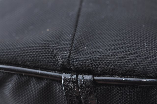 Authentic GUCCI Drawstring Pouch Purse Nylon Enamel 0390973 Black J1854