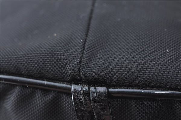 Authentic GUCCI Drawstring Pouch Purse Nylon Enamel 0390973 Black J1854